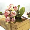 Fleurs décoratives Arrivée 15 têtes / bouquet Small Bud Roses Bract Simulation Silk Rose Home Decorations for Wedding