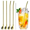 Drinking Straws Reusable Metal Straw Spoon 304 Stainless Steel Set Straight Bent Eco-friendly For Smoothie Accessory