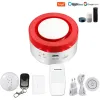 Kits kit de sistema de alarme de segurança diy wi -fi funciona com tuya smart vida de controle remoto controle doméstico siren sirene smart sensor sem fio 433mhz