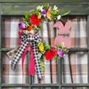 Dekoracyjne kwiaty wiszące wieniec dekoracji wielkanocnej rustykalny drewniany znak rattan z wielokrotnym użyciem Bow-Tie