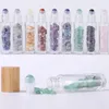 Storage Bottles 10Pcs 10ml Essential Oil Roll On Glass Natural Jade Roller Bottle With Crystal Chip Perfume Refillable Containers