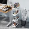 Hooks 4/3-Tier Kitchen Rolling Utility Cart Moverble Organizer With Wheels Storage Rack Slim Slide Shelf Auxiliary Trolley