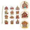 Decorative Figurines 12pcs Gingerbread House Ornaments Xmas Tree Hanging Decorations Holiday Props