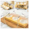 Take Out Containers 10 Pcs Cupcake Box Portable Dessert Rectangular Paper Clear Plastic With Handle