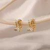 Hoepel oorbellen vlinder voor vrouwelijke meisjes moderne goud kleur roestvrij staal 2024 trending bruiloft esthetische sieraden femme