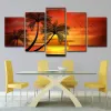 5 pannelli Sunset Sea Paradise Coconut Tree Decorazione per la casa dipinto poster e stampe paesaggistica per decorazioni per soggiorno senza cornice