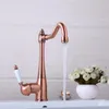 Robinets d'évier de salle de bain Jieni Antique Copper Swivel Kitchen Basin Basin Bassin Tap Robinet Céramique Handle Eau