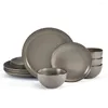 Platen pfaltzgraff Hadlee 12-delige servies set stoare in grijze gerechten en sets diner keramiek