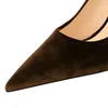 Dress Shoes Style Fashion Party Pumps 9.5cm High Heels Burgundy Pointed Toe Shallow Thin Ladies Royal Blue Green Velvet