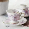 Cups Saucers Nordic Style Coffee Cup Set Purple Flower Gold Rim Mate Eco Friendly redskap Xicara Kitchen Supplies EB50BD