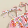 Kleidung Sets Kinder Girls Bikini Schnürung Spaghetti -Träger Ruffen Blumendruck Sommer Badeanzug für Strand