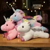 Renkli Led Işık Unicorn Bebek Peluş Oyuncaklar Yumuşak Sevimli Atma Yastıkları Doğum Günü Hediyesi Doldurulmuş Hayvanlar Kızlar İçin Parlayan Oyuncak Kişiler Chidren 240325