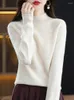 Women's Sweaters Long Sleeve Autumn Winter Women Sweater Merino Wool Hollow Mock Neck Cashmere Knitted Pullover Female Clothing Basic Tops