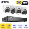 System Annke 8ch 5MP Smart Dual Lights Lite Video Security System CCTV Kit med 3K 4X 5MP Byggt MIC Vattentäta övervakningskameror