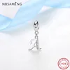 Loose Gemstones Original 925 Sterling Silver Charm A-Z Letter Alphabet Crystal Pendant Charms Beads Fit Bracelets DIY Jewelry