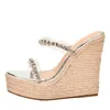 Slippels Nieuwe Crystal Transparant Open Toe -platform Heel Wedges Sandalen Sandalen mode Str touw Weef Dikke bodem vrouwelijke schoenen H240409 6KS1