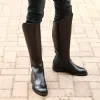 Сапоги модные мужские черные коленные ботинки британская спинка на молнии на молнии