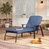 Camp Furniture Recliner Chair Outdoor Lounge Belden Park Cushion Steel Chaise - Navy/Black