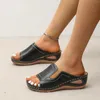 Sandals Women'S 2024 Solid Leather Open Toe Wedge Heel Platform Casual Bed Womens Sandalias De Mujer