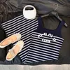 Basic & Casual Dresses Designer Brand Miu Family Dress 2023 Summer New Navy Style Stripe Slim Fit Knitted Bottom Simple Tank Top Long 8 WNVC