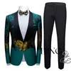 Abiti da uomo floreale jacquard blazer per uomo prom promo africano slim squillo con camicia maschile smoking smoking (pantaloni) 2 pcs set