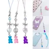 Keychains Bear Bowknot Perle Pendant Téléphone Charmage Broche Bouche à chaîne mignonne Décoration de sacs Lanyard Accessoires