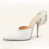 Flower/Pearl/Rhinestone White Womens Slippers Pointed Thin High Heels Wedding Banquet Sexy High Heels Size 34-45 240321