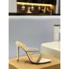 Spring/summer New One Line Slippers with Pointed Water Diamond Muller Slim Cross High Heels Shoes Wearing Sandals Outside for Women