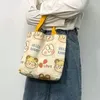 Shoppingväskor kawaii tecknad canvas väska kvinnlig students koreanska litterära handväska mode söta axel kvinnor tote shopper