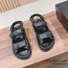 2024 New Button Womens Sandals Luxury Designer Summer Leather hook & loop Sandals Outdoor Flat Bottom Open Toe Roman Stripe Beach Shoes sizes 35-42+Box