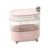 Opslagboxen Desktop Cosmetische hoes Multi-lagered stofvrije make-up organisator 360 graden roterende doos met voor poeder