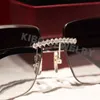 Óculos de hip hop moldura de metal gelado de luxo de 3 mm de diamante moissanite