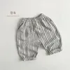Pantolon 2024 yaz çocuklar gevşek kız bebek vintage çizgili rahat pantolon toddler erkekler moda çok yönlü çocuk harem