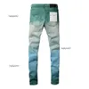 New High Quality Mens Purple Jeans Designer Jeans Fashion Distressed Ripped Denim Cargo for Men High Street Fashion Jeans