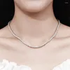 سلاسل Alitree 5mm Moissanite Tennis Necklace Diamonds Full Pendant مع شهادة GRA 925 المجوهرات الفضية الاسترليني للنساء رجل