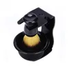 Beard Styling Shaving Foam Bowl Men's 3-piece Beard Brush Set Beard Bowl Beard Knife Holder Shaving Toolfor beard brush set