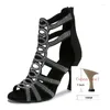 Sapatos de dança Hollow Diamond Inclaid Latin for Women's Professional Sof Sole American Bachata High Hee