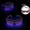 Sunglasses Luminous Glowing EL Wire Shutter Glasses LED Disco Club Props Neon Fluorescent Eyewear Supplies