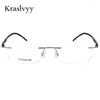 Zonnebrillen frames Krasivyy schroefloze pure titanium rimless bril Men Square ultralight recept bril met vrouwen optische brillen