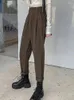 Женские штаны Корейская мода с высокой талией хипстер с молнией S-xl в универсальных черных повседневных парнях долго