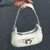 Drawstring 2024 Vintage Corea Cortae Cute Linda Estrella Blanca Tota Bolsas Bolsas Damas Bolsas Cuertas de cuero bolsos de cuero Mujeres