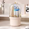 Förvaringslådor Makeup Brush Organizer Rotating Holder med lock Space-Saving for Vanity Home Waterproof Borsts