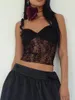 Kvinnors tankar Kvinnor Y2K Tank Top Spaghetti Rem Lace Trim Sleeveless Sheer Mesh Crop Summer Going Out Tops Cami