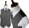 Costumes pour hommes Suit Grey Retro Gentleman Style Grey Classic Tweed Tailor Wedding For Slim Fit Blazer Mens 3 Piece Pantalon Veste