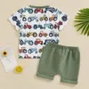 Clothing Sets Summer Fashion Toddler Kids Baby Boys Clothes Car Print Pocket Short Sleeve T-shirts Tops Drawstring Shorts Outfits