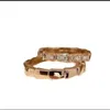Schlangenknochenring Frau Fritillaria plattiert 18k Roségold voller Diamant -Schlangenring für Freundin Geschenk