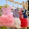 Dog Apparel Sweet Skirts Striped Pet Dress Suspender Mesh Universal Princess Style Comfortable Clothes Supplies ????