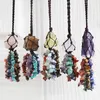 Pendant Necklaces Chakra Energy Car Pendants Natural Raw Stone Crystal Tiger Eyes Amethysts Necklace Pendulum DIY Woven Jewelry