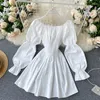 Casual Dresses Yuoomuoo Autumn Dress Elegant Gothic Women White Black Bandage Mini Sexig Off Shoulder Long Sleeve Korean Party Vestidos