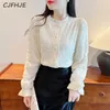 Blouses pour femmes Cjfhje French String Mariffon Shirt Top Corée Fashion Corée Elegant Edge Edge Heavy Industry Sequin Femme Long Mancolis